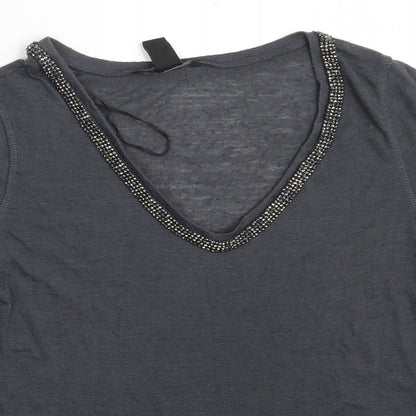 Womens UK Size S H&M Grey Basic T-Shirt