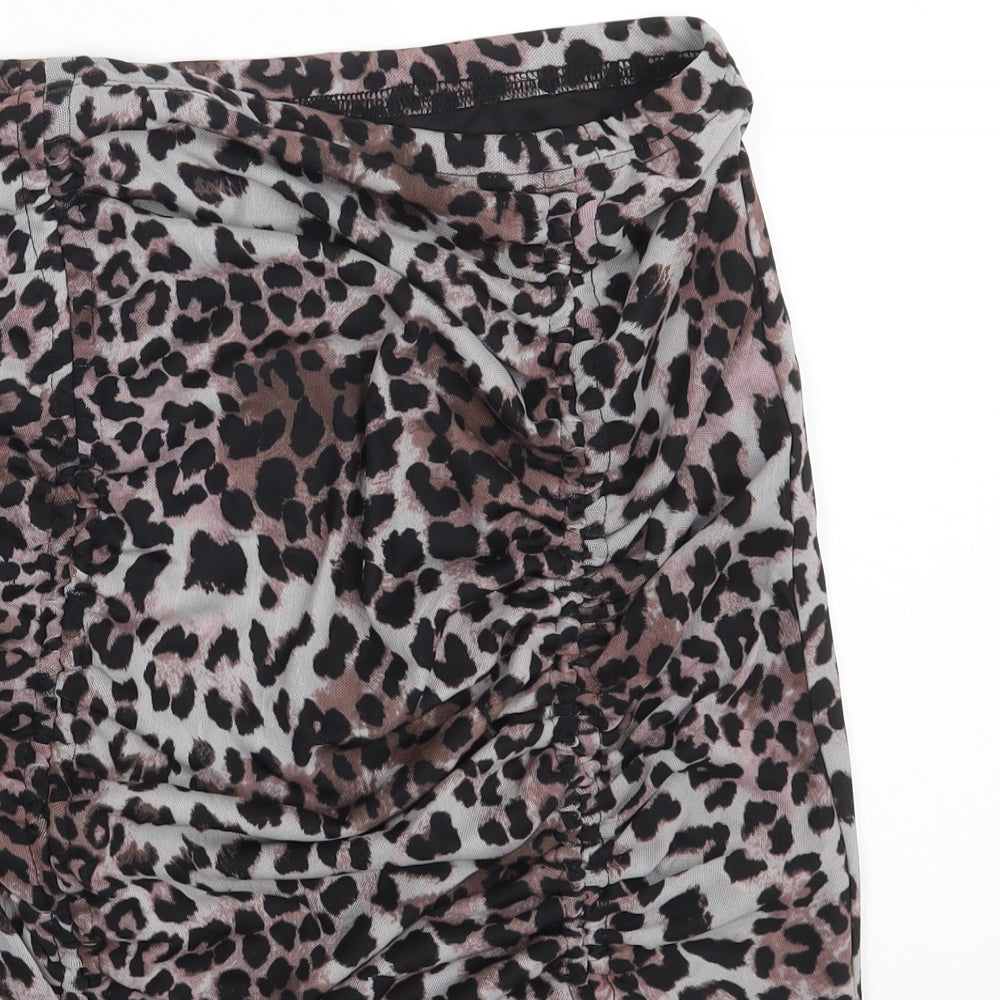 SheIn Womens Brown Animal Print Polyester Straight & Pencil Skirt Size L