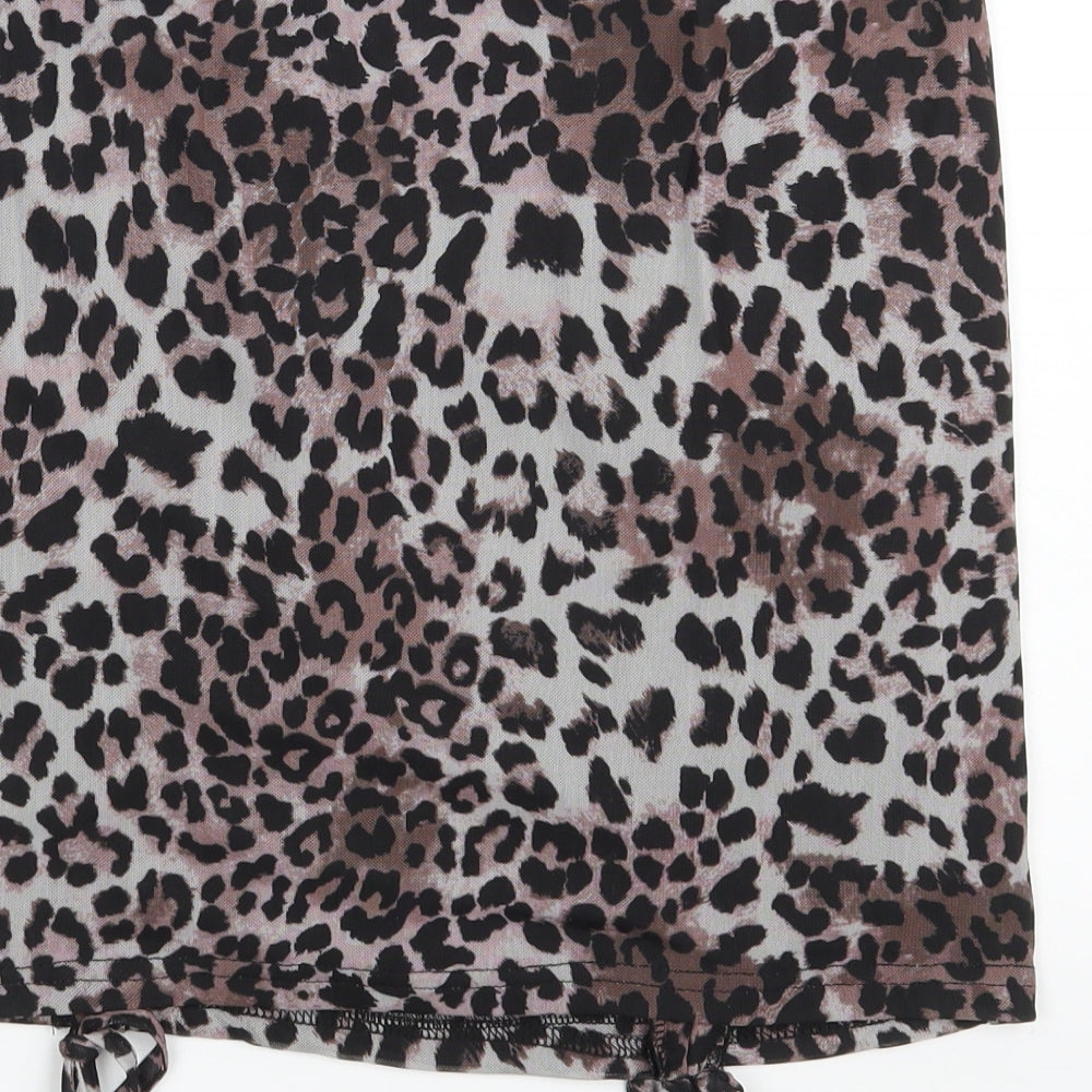 SheIn Womens Brown Animal Print Polyester Straight & Pencil Skirt Size L