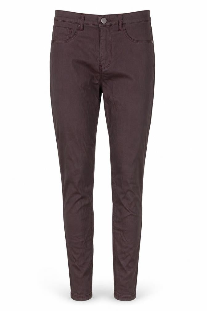 Front view of Denim Co. women’s purple viscose jegging leggings, size UK 8, 28-inch leg