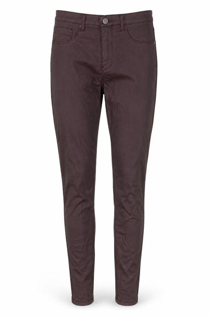 Front view of Denim Co. women’s purple viscose jegging leggings, size UK 8, 28-inch leg