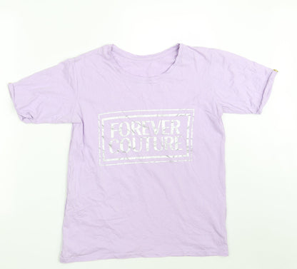 Golddigga Womens Purple  100% Cotton Basic T-Shirt Size 10 Round Neck - Forever Coutour