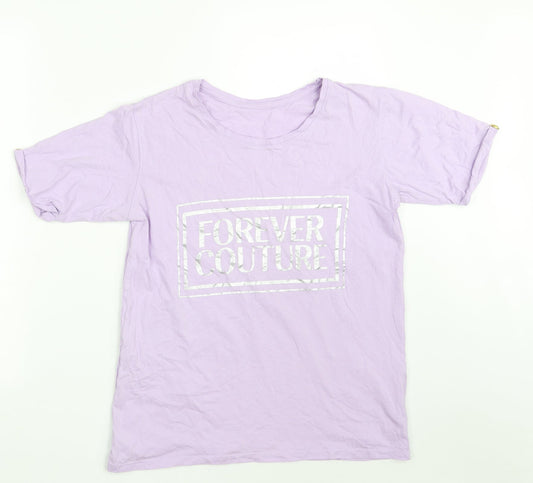Golddigga Womens Purple  100% Cotton Basic T-Shirt Size 10 Round Neck - Forever Coutour