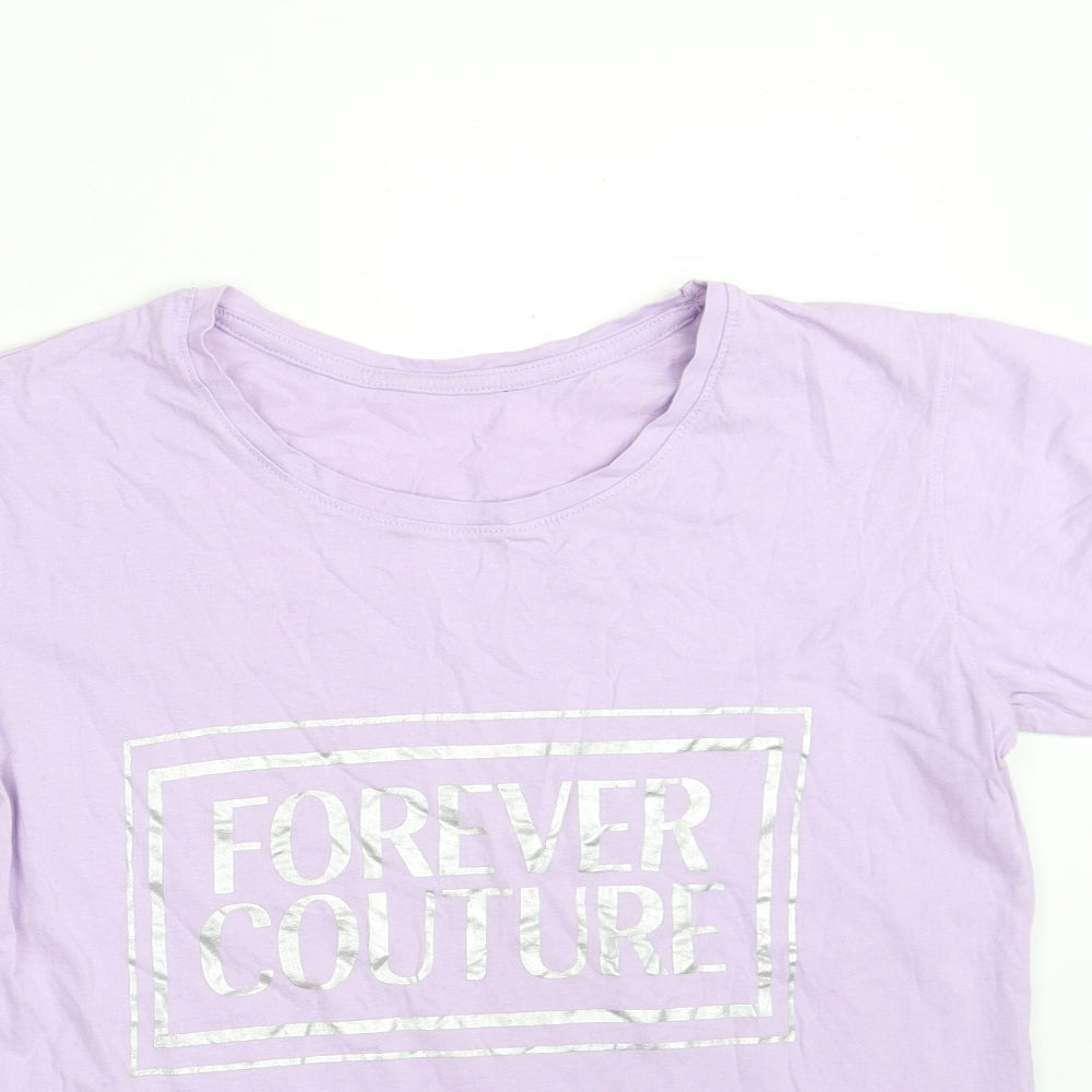 Golddigga Womens Purple  100% Cotton Basic T-Shirt Size 10 Round Neck - Forever Coutour