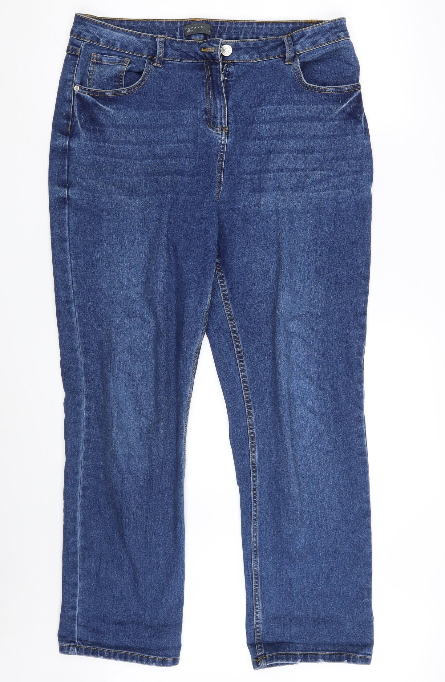 Mens UK Size 16 Papaya Regular Fit Straight Blue Jeans