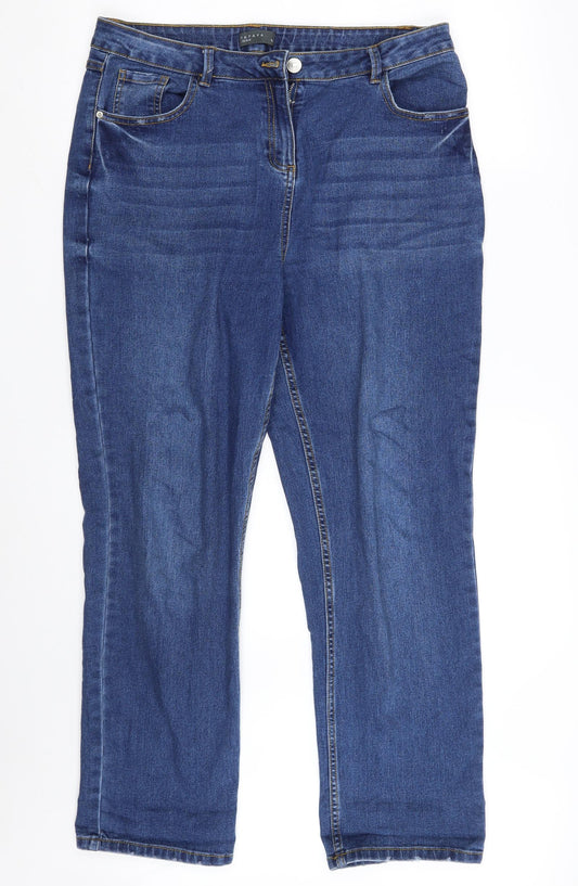 Mens UK Size 16 Papaya Regular Fit Straight Blue Jeans