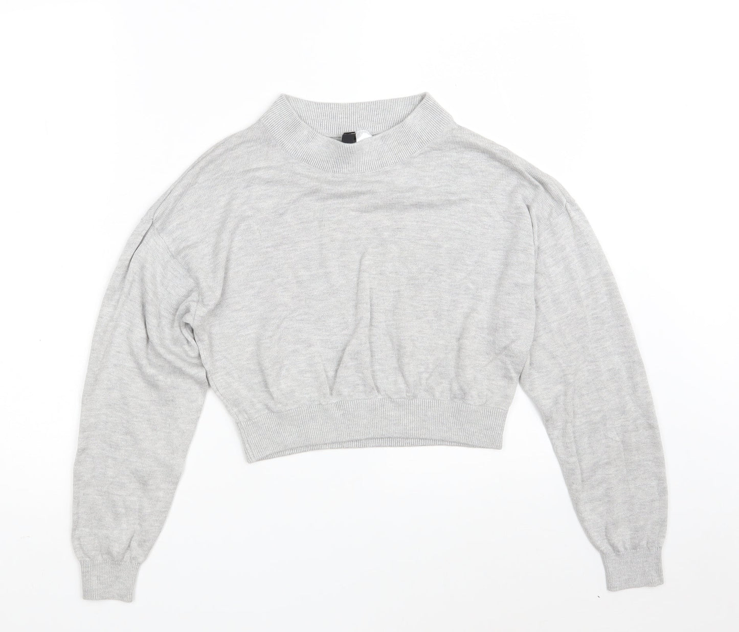 H&M Womens Grey  Acrylic Pullover Sweatshirt Size XS   - Cropped