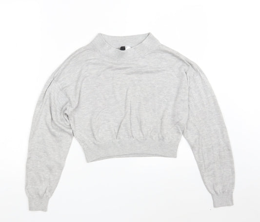 H&M Womens Grey  Acrylic Pullover Sweatshirt Size XS   - Cropped