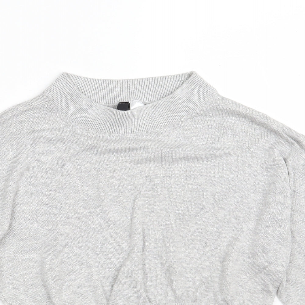 H&M Womens Grey  Acrylic Pullover Sweatshirt Size XS   - Cropped