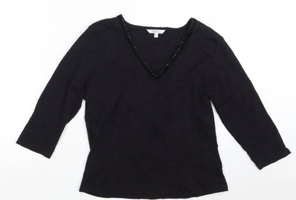 Womens UK Size L M&Co. Black Basic T-Shirt