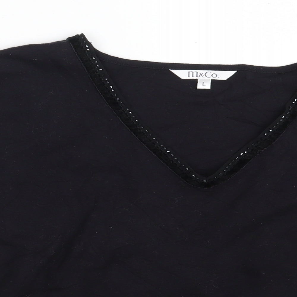 Womens UK Size L M&Co. Black Basic T-Shirt