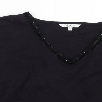 Womens UK Size L M&Co. Black Basic T-Shirt