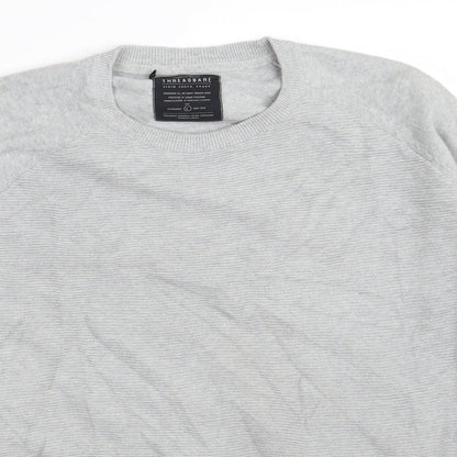 Threadbare Mens Grey Round Neck  Cotton Pullover Jumper Size L