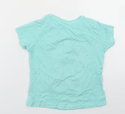 Pep & Co Girls Blue  Cotton Basic T-Shirt Size 3-4 Years Crew Neck  - Rabbits