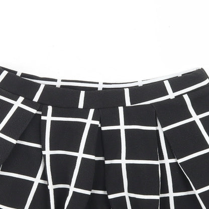 Boohoo Womens Black Check Polyester Pleated Skirt Size 10