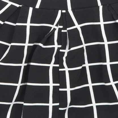 Boohoo Womens Black Check Polyester Pleated Skirt Size 10