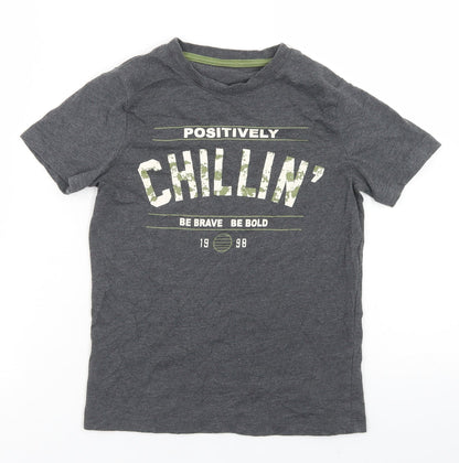 F&F Boys Grey  Cotton Basic T-Shirt Size 8-9 Years Crew Neck  - Chillin'