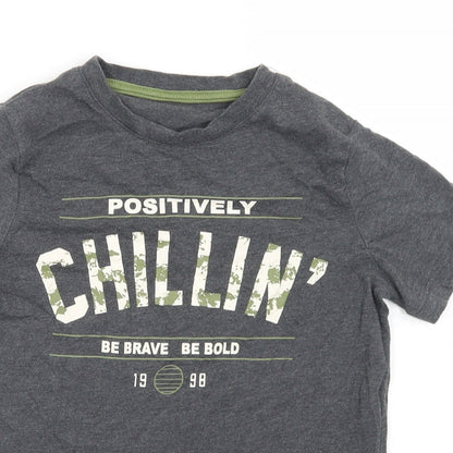 F&F Boys Grey  Cotton Basic T-Shirt Size 8-9 Years Crew Neck  - Chillin'