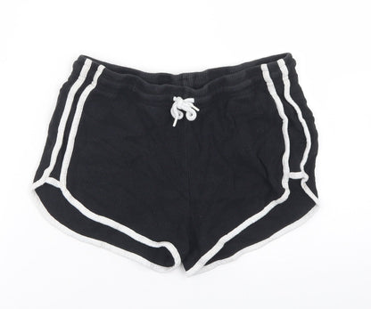 Primark Womens Black  Cotton Sweat Shorts Size S  Regular Drawstring