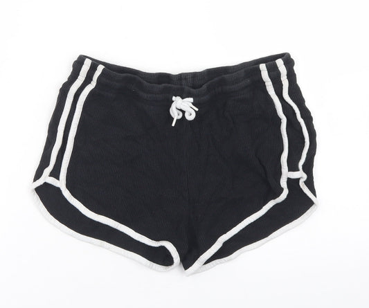 Primark Womens Black  Cotton Sweat Shorts Size S  Regular Drawstring