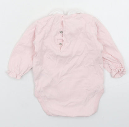 NEXT Girls Pink  Cotton Romper One-Piece Size 6-9 Months  Snap