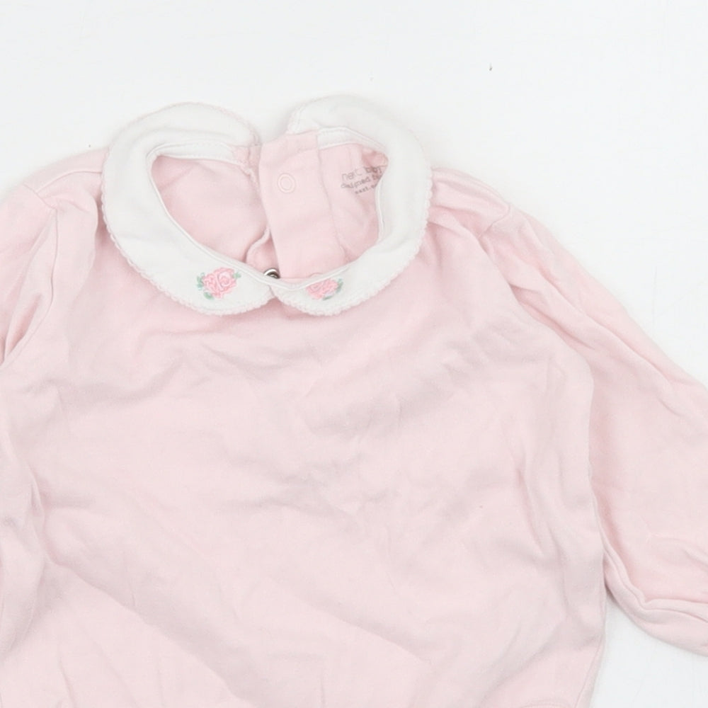 NEXT Girls Pink  Cotton Romper One-Piece Size 6-9 Months  Snap