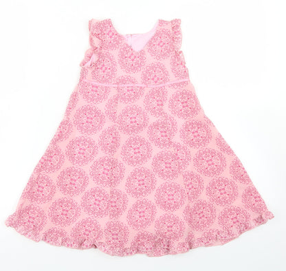 Mothercare Girls Pink Batik Polyester A-Line  Size 12-18 Months  V-Neck Button