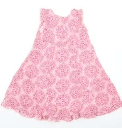 Mothercare Girls Pink Batik Polyester A-Line  Size 12-18 Months  V-Neck Button
