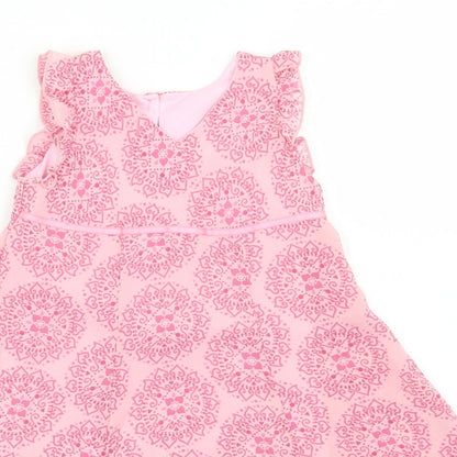 Mothercare Girls Pink Batik Polyester A-Line  Size 12-18 Months  V-Neck Button