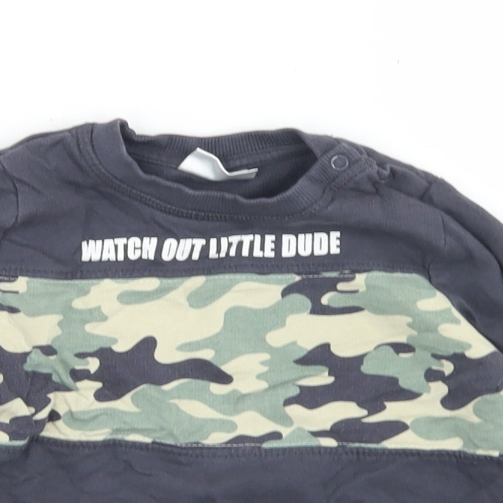 So Cute Boys Grey Camouflage Cotton Basic T-Shirt Size 18-24 Months Collared Snap