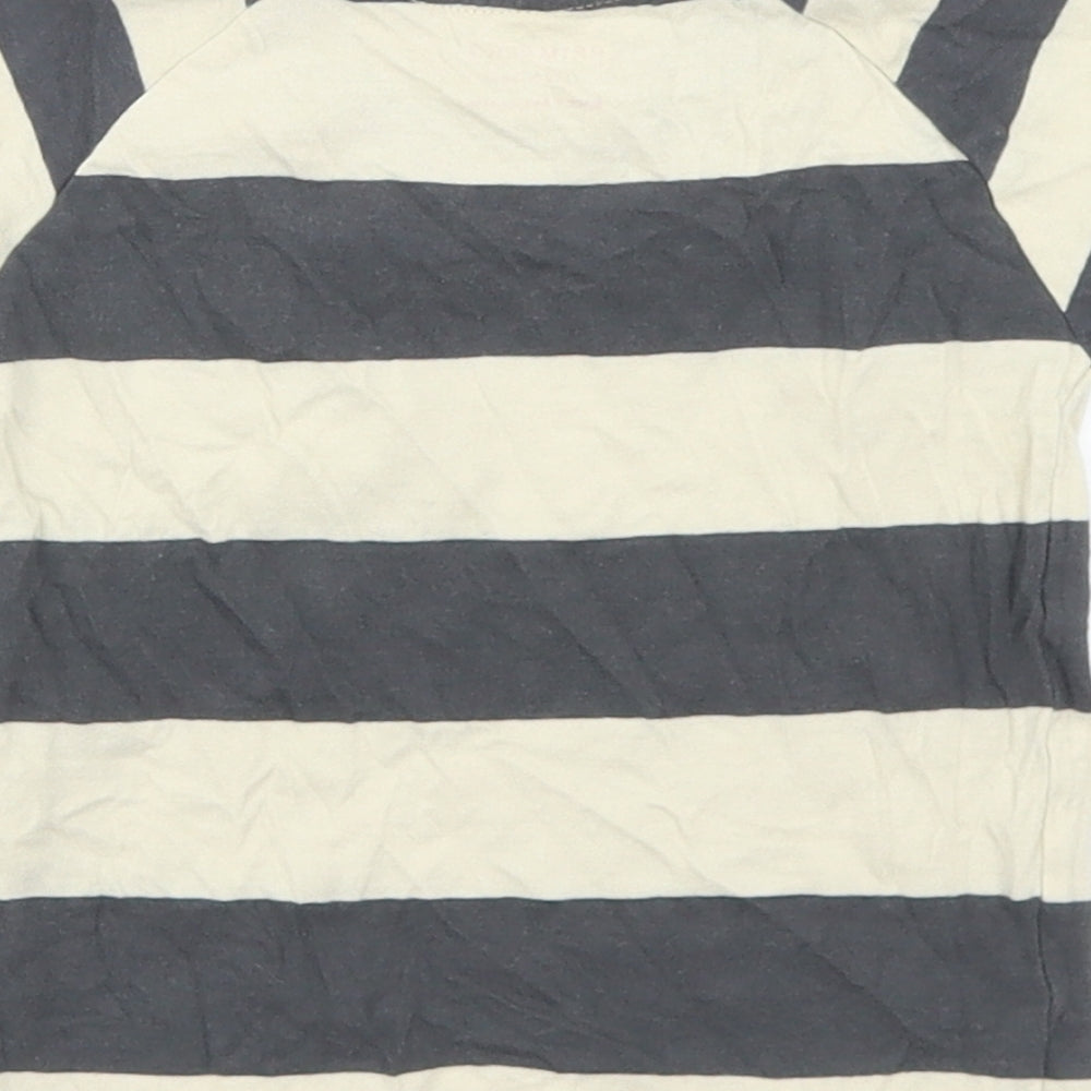 Primark Boys Beige Striped Cotton Basic T-Shirt Size 12-18 Months Crew Neck  - Chest Pocket