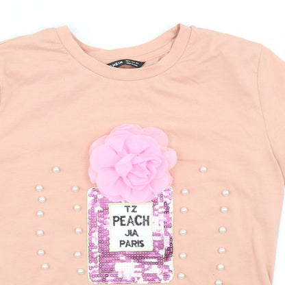 SheIn Womens Pink  Polyester Basic T-Shirt Size M Crew Neck - Perfume