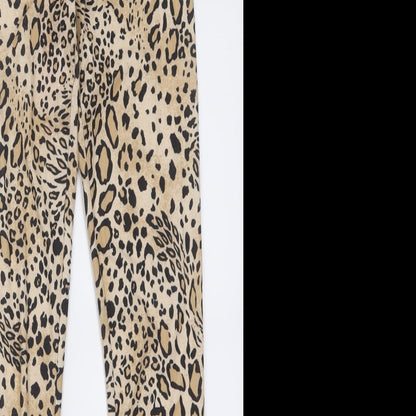 Womens UK Size 4 Miss Selfridge Regular Fit Capri Brown Trousers