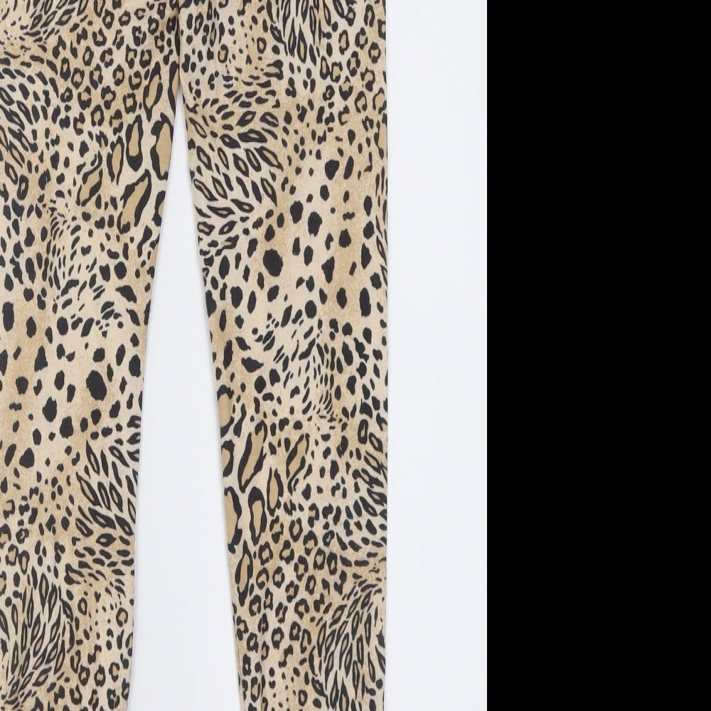 Womens UK Size 4 Miss Selfridge Regular Fit Capri Brown Trousers