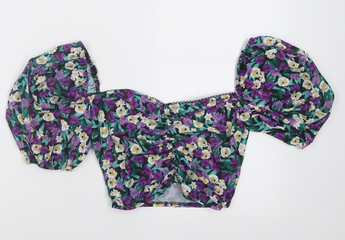 Womens UK Size 6 NaaNaa Purple Cropped Blouse
