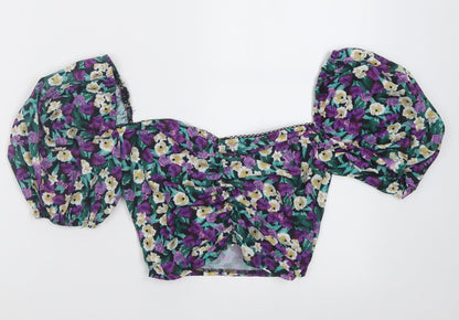 Womens UK Size 6 NaaNaa Purple Cropped Blouse