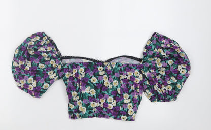 Womens UK Size 6 NaaNaa Purple Cropped Blouse
