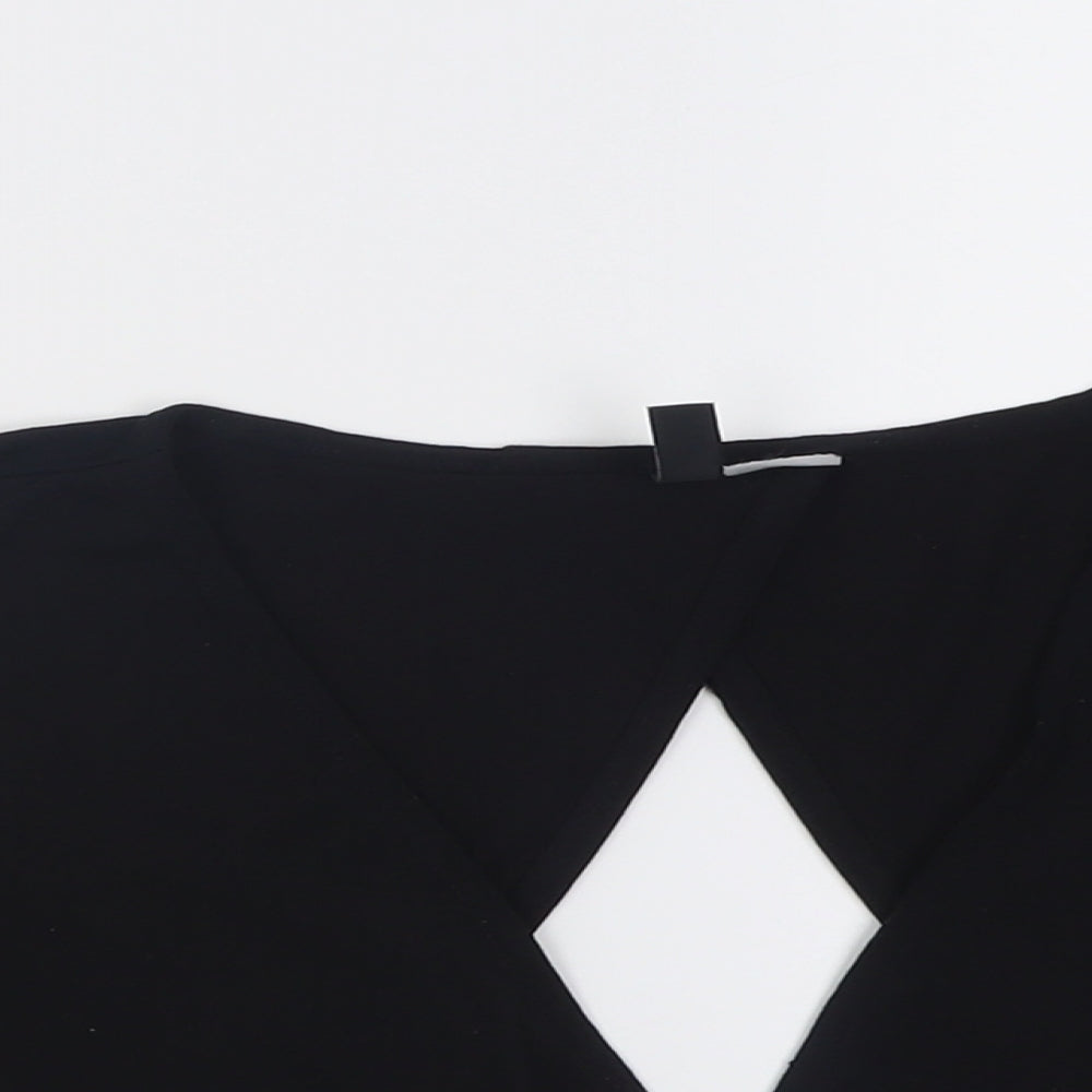 Womens UK Size M H&M Black Cropped Blouse