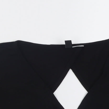 Womens UK Size M H&M Black Cropped Blouse