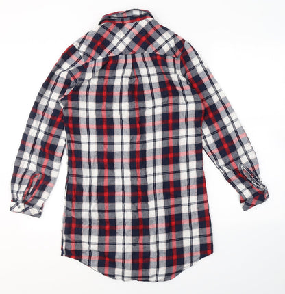 F&F Womens Blue Plaid Cotton Top Pyjama Top Size 6