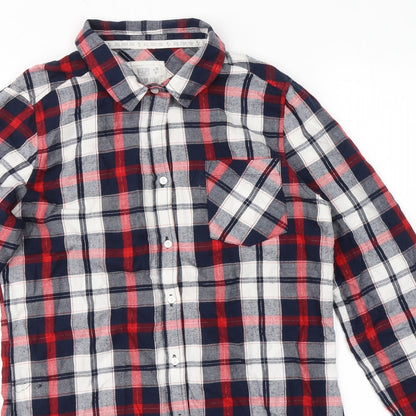 F&F Womens Blue Plaid Cotton Top Pyjama Top Size 6