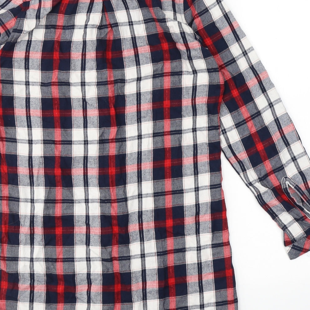 F&F Womens Blue Plaid Cotton Top Pyjama Top Size 6
