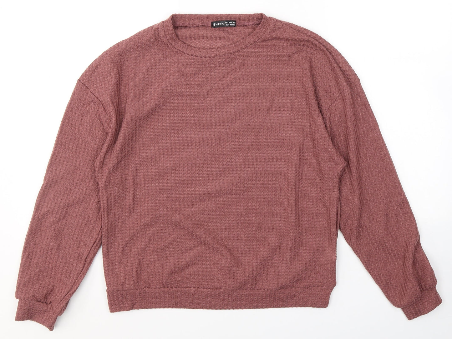 SheIn Womens Red Round Neck  Polyester Pullover Jumper Size S