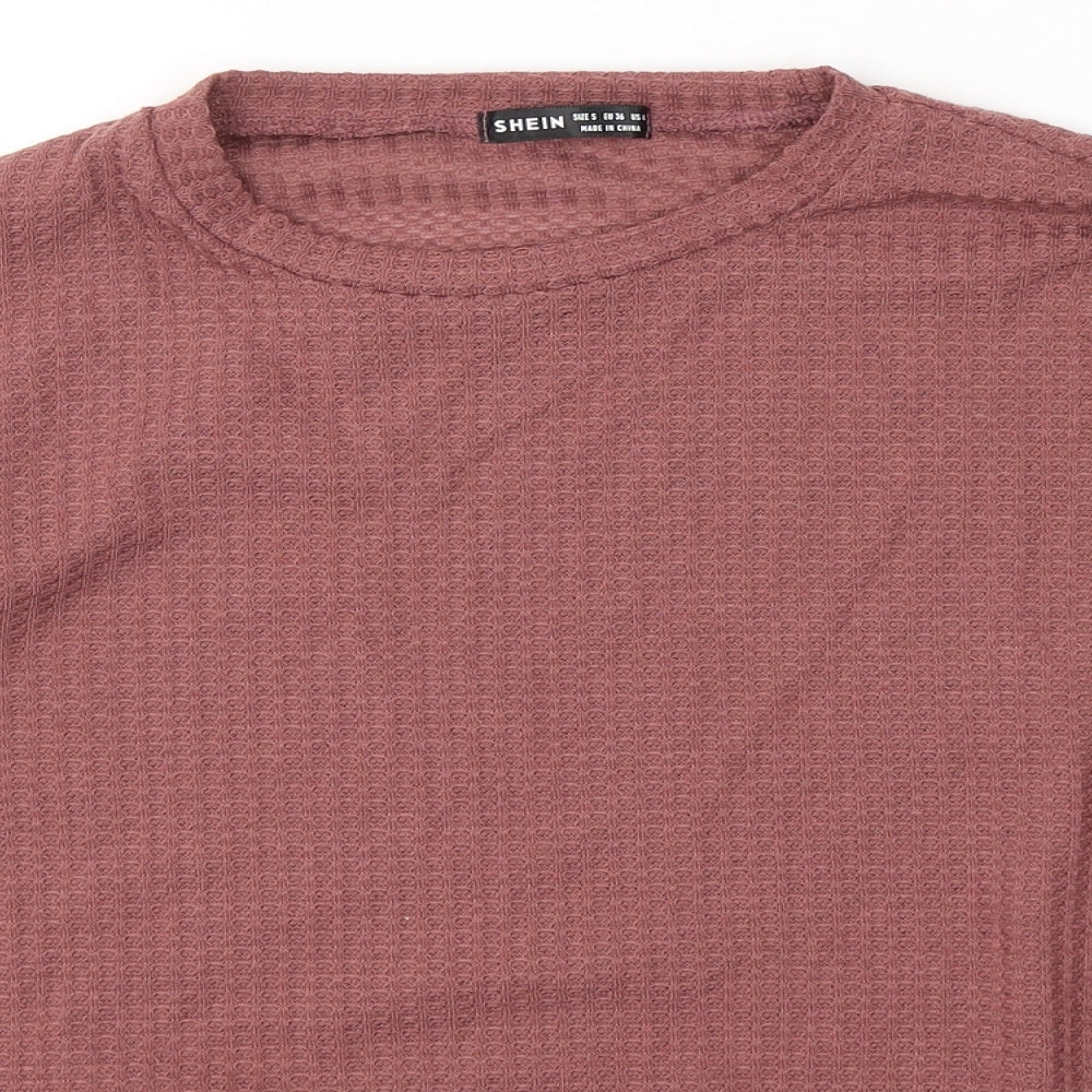 SheIn Womens Red Round Neck  Polyester Pullover Jumper Size S