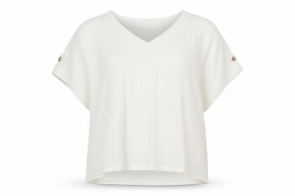 Preworn Womens White  Polyester Camisole Blouse Size L Round Neck