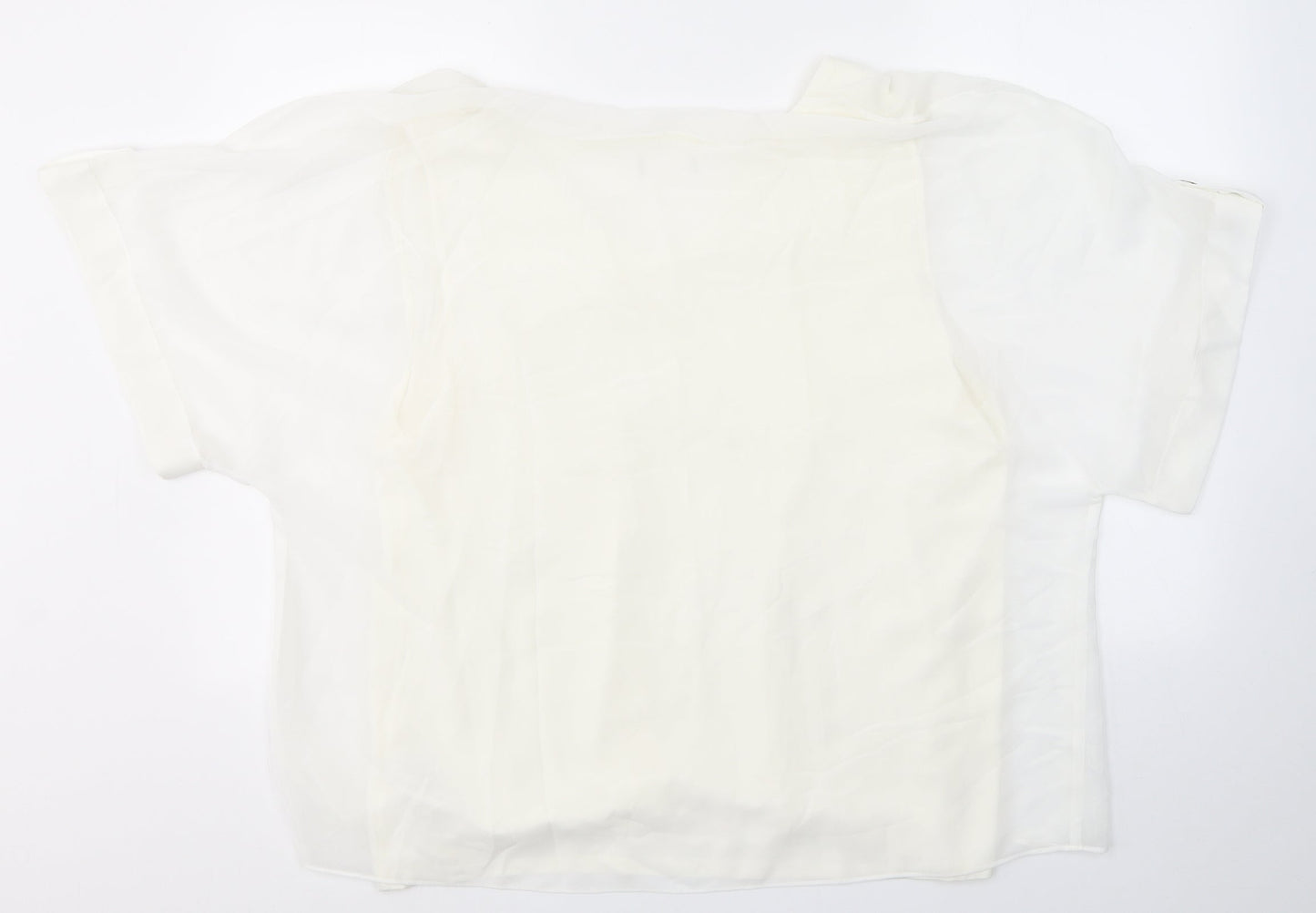 Preworn Womens White  Polyester Camisole Blouse Size L Round Neck