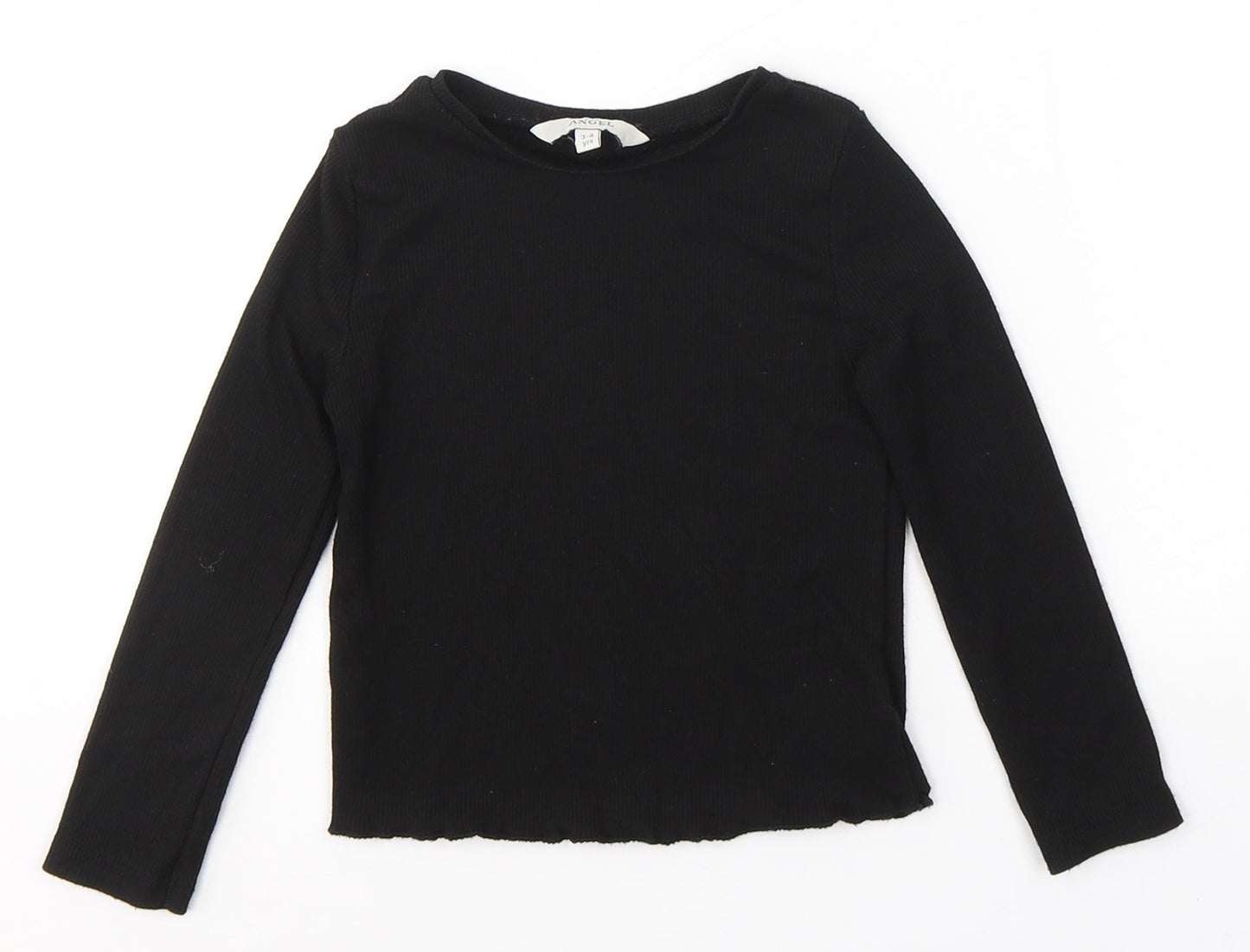 Angel Girls Black  Polyester Jersey Casual Size 3-4 Years Round Neck Pullover