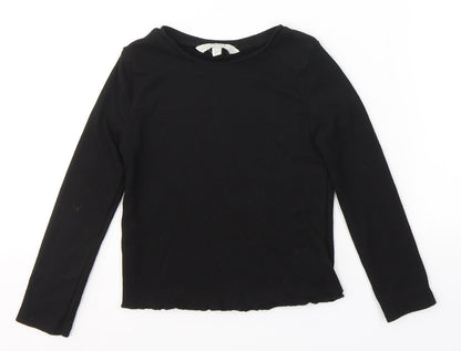 Angel Girls Black  Polyester Jersey Casual Size 3-4 Years Round Neck Pullover