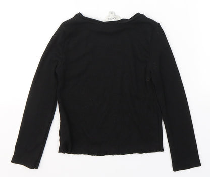 Angel Girls Black  Polyester Jersey Casual Size 3-4 Years Round Neck Pullover