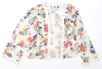 love it! Girls Ivory V-Neck Floral Polyester Cardigan Jumper Size 14-15 Years